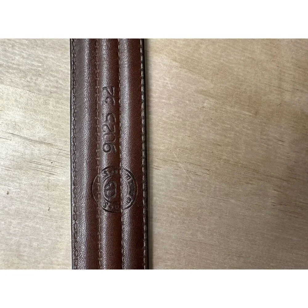 Brown Leather Belt Stamped “Italy” On Brass Buckle Medium M‎ 34”